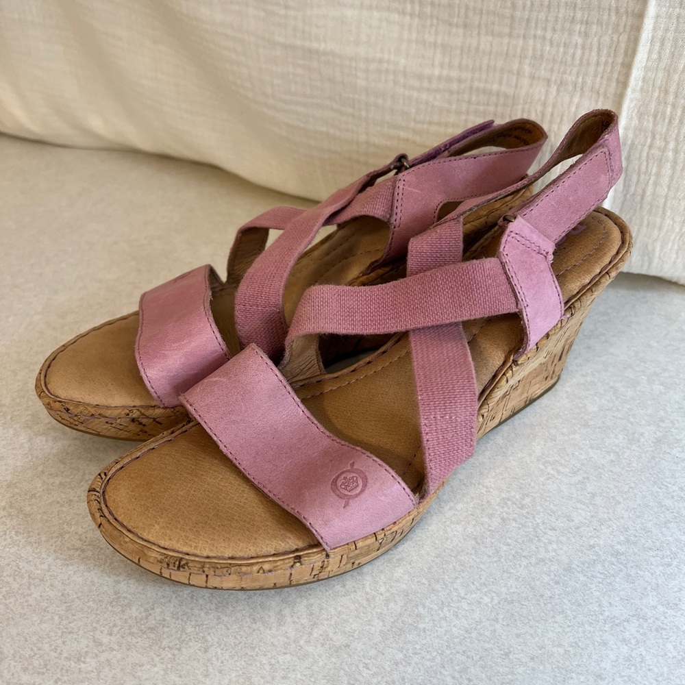 Born Mauve Strappy Wedge Sandals